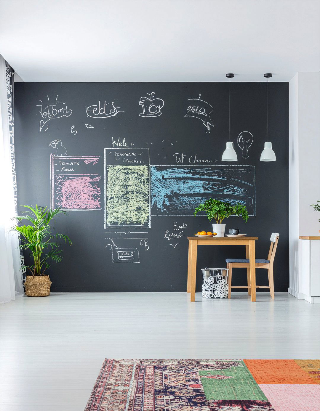 Chalkboard wall - 30 family-friendly dining room ideas