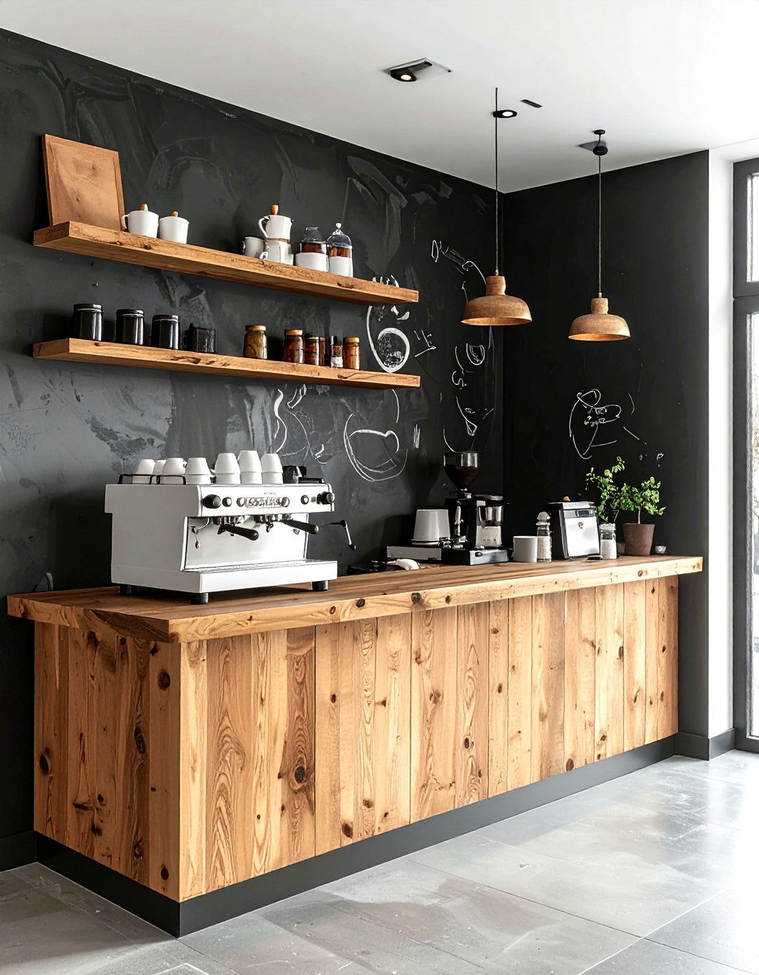 Chalkboard wall coffee station - 30 coffee station kitchen ideas