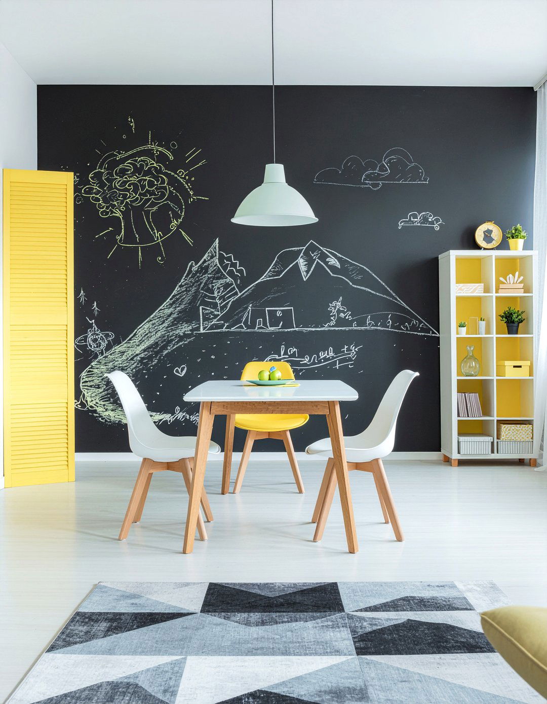 Chalkboard wall in dining room - 30 dining room playroom combo ideas