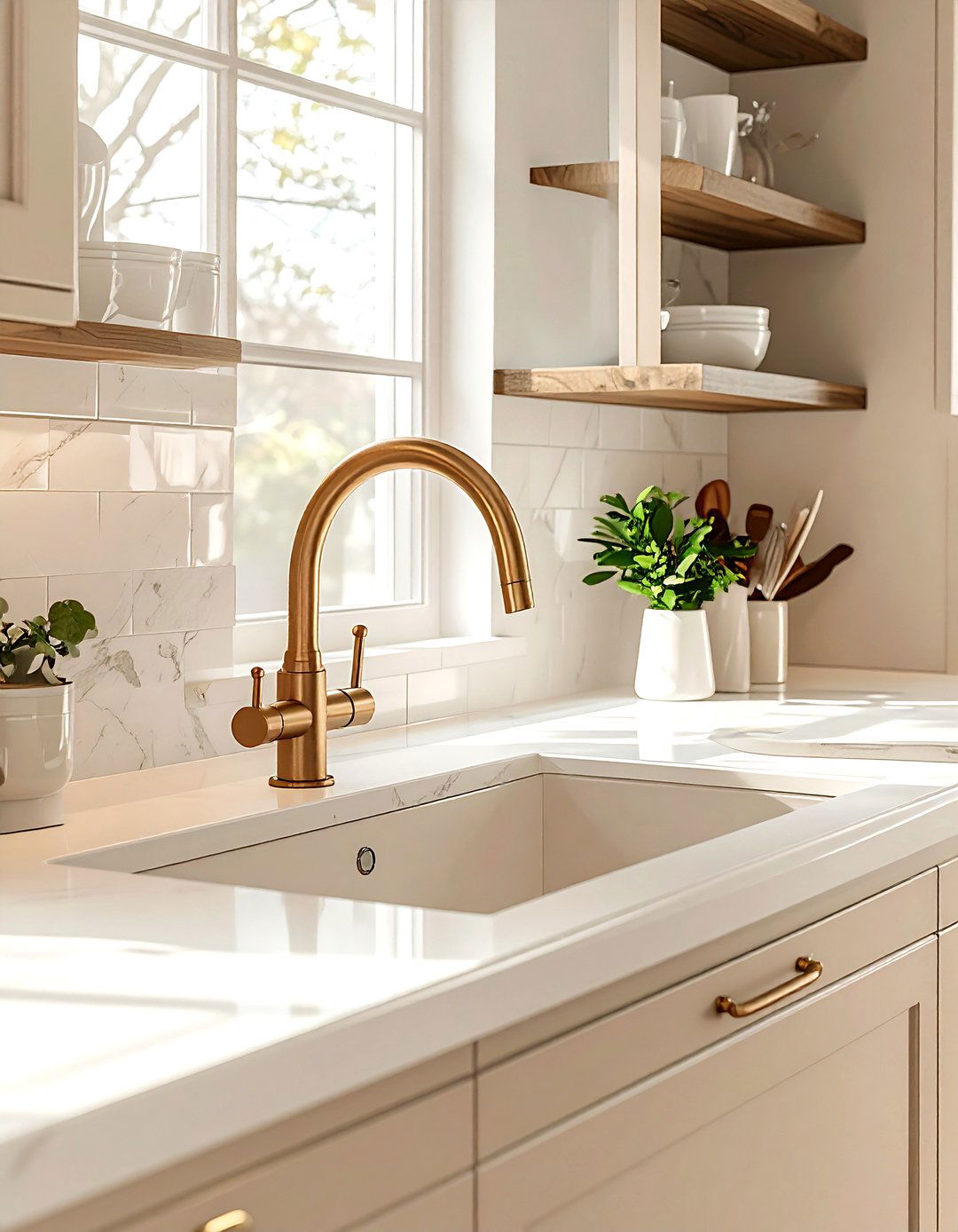 Champagne Bronze Kitchen Faucet - 30 pull-down kitchen faucet ideas