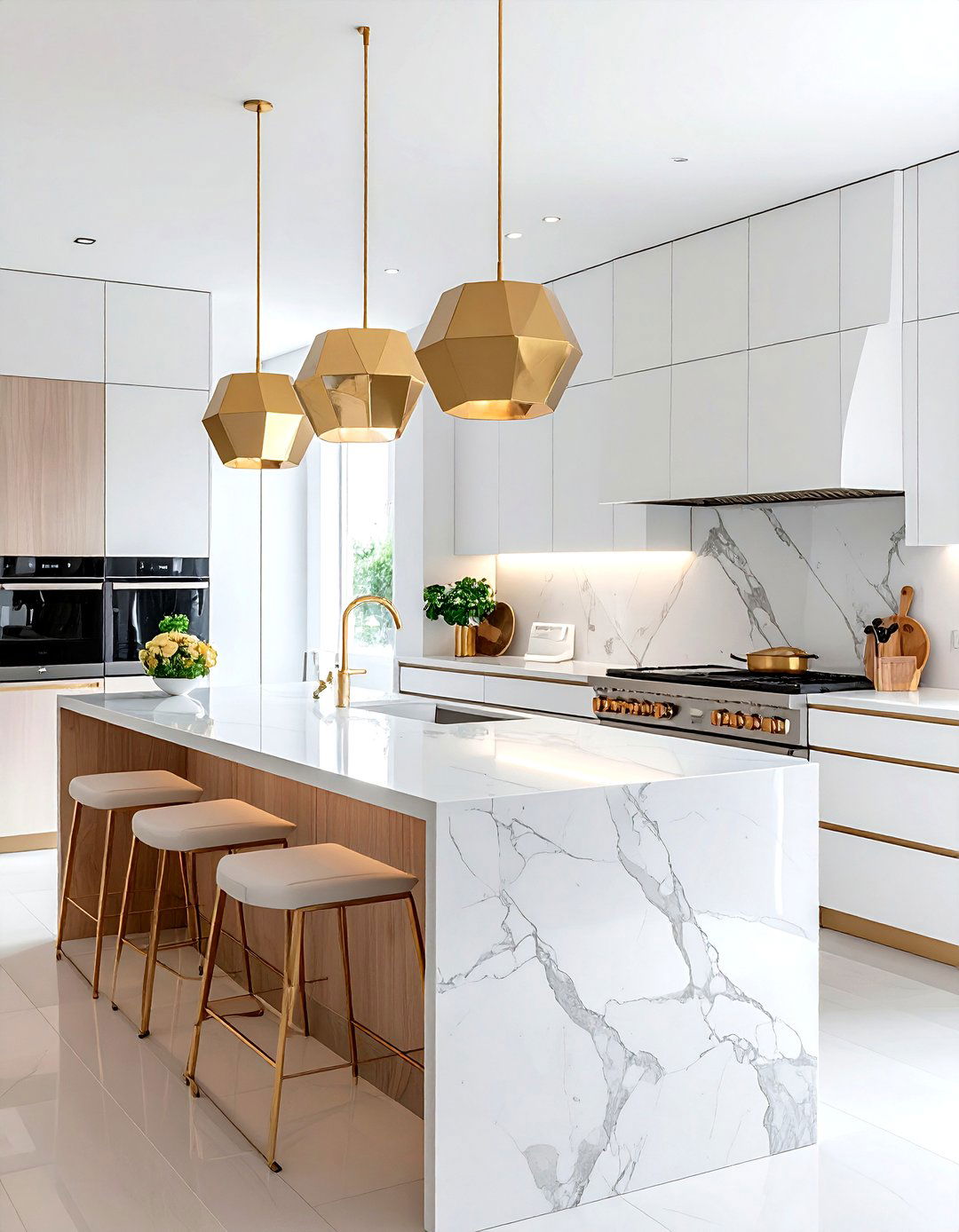 Champagne Gold Hexagon - 30 metal pendant kitchen ideas