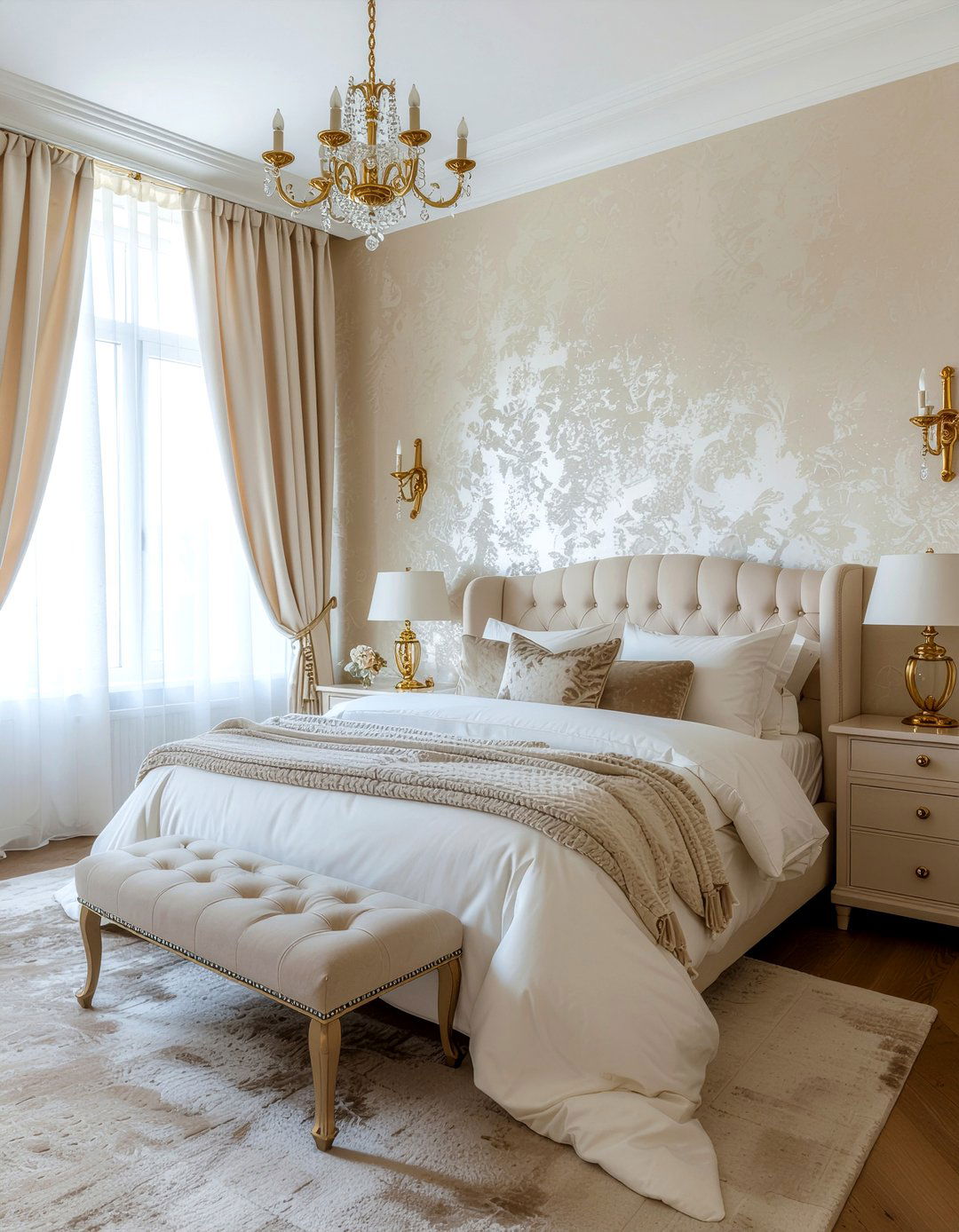 Champagne Silk Wallpaper - 30 bedroom neutral wallpapers