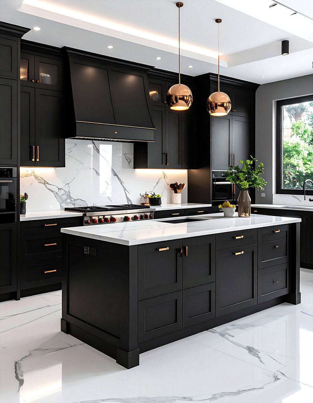 Champagne bronze black cabinet - 30 mixed metal decor ideas