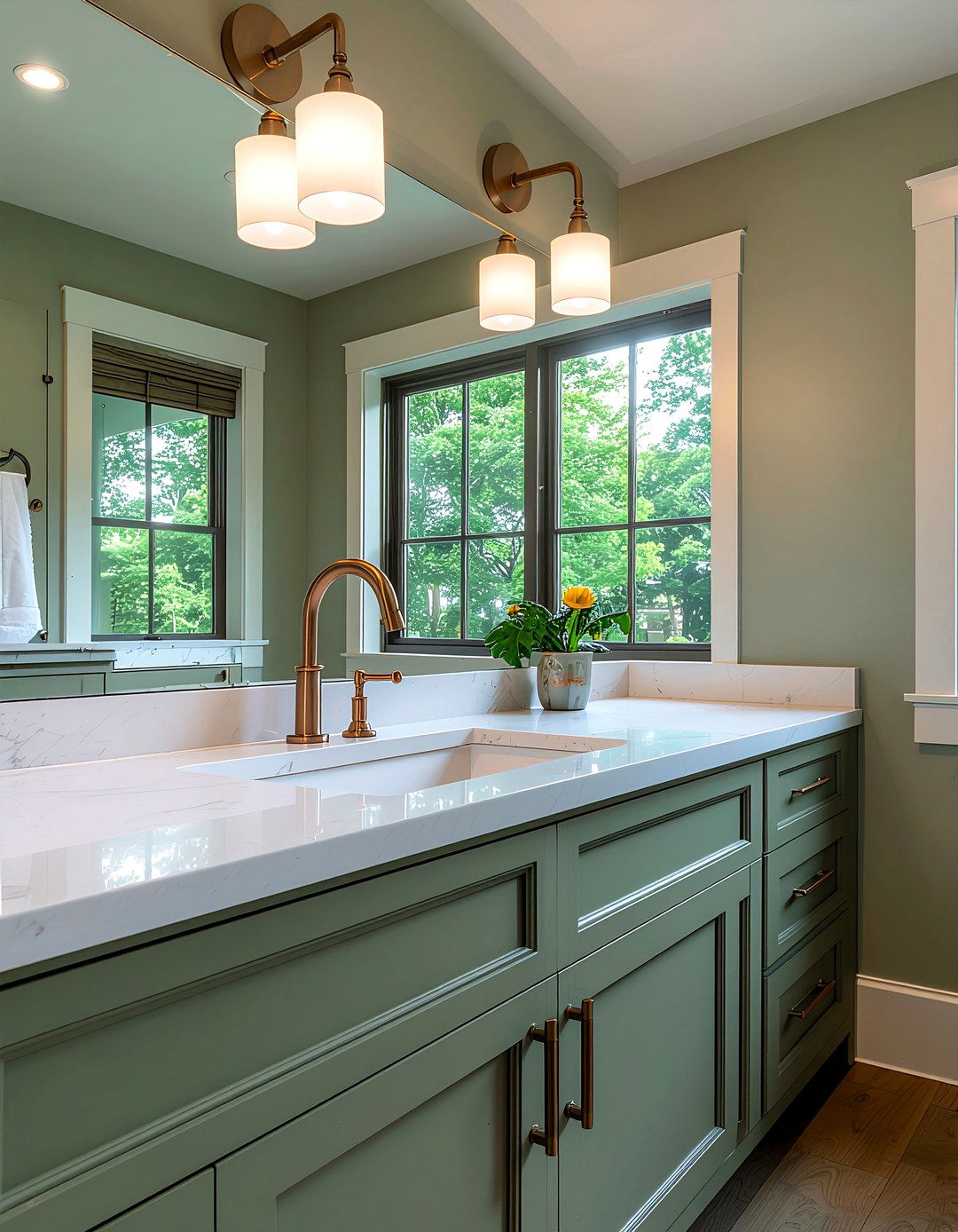 Champagne bronze faucet - 30 bathroom fixture accent ideas