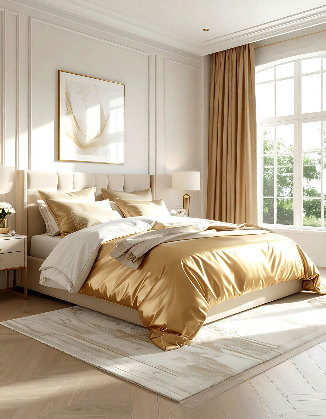 Champagne gold bedroom - 30 gold bedroom ideas