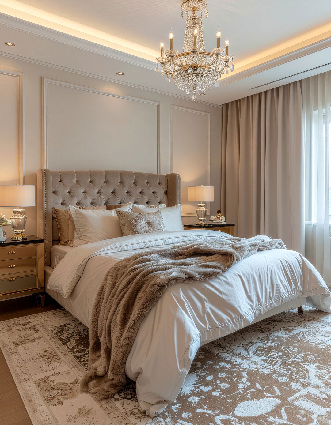 Champagne velvet bedding - 30 bedroom velvet bedding ideas