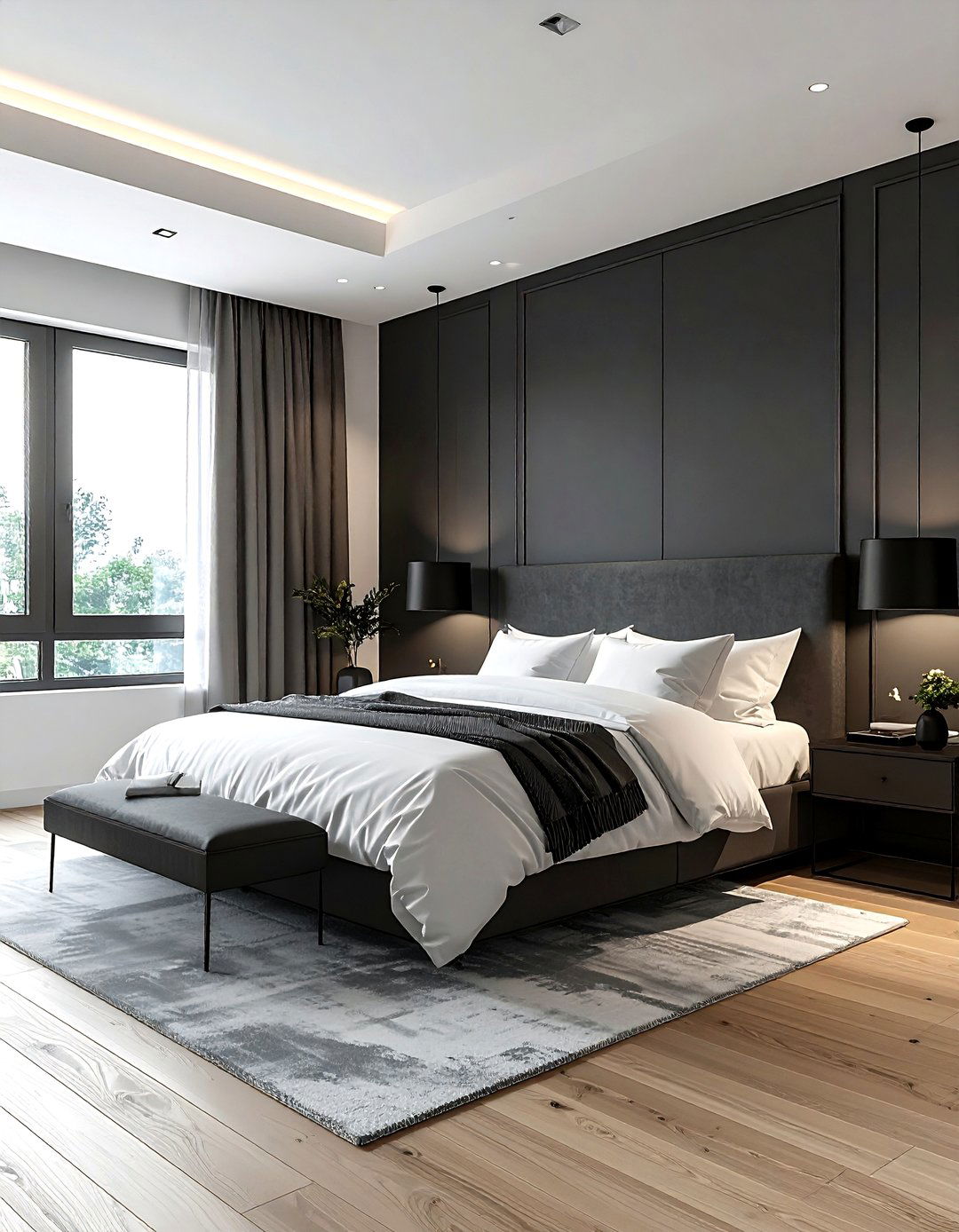 Charcoal Accent Wall Bedroom - 30 charcoal and white bedroom ideas