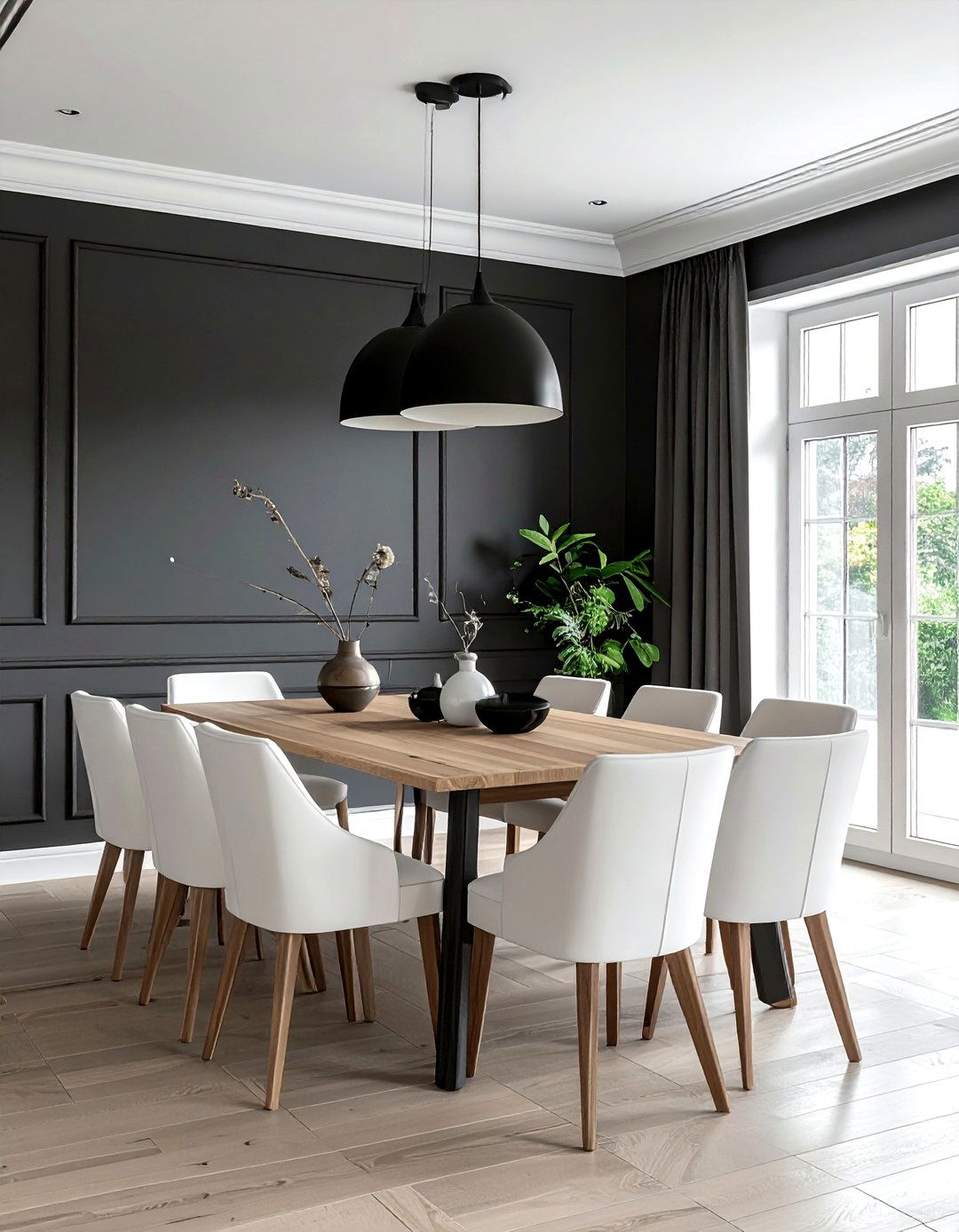 Charcoal Accent Wall Dining Room - 30 charcoal and white dining room ideas
