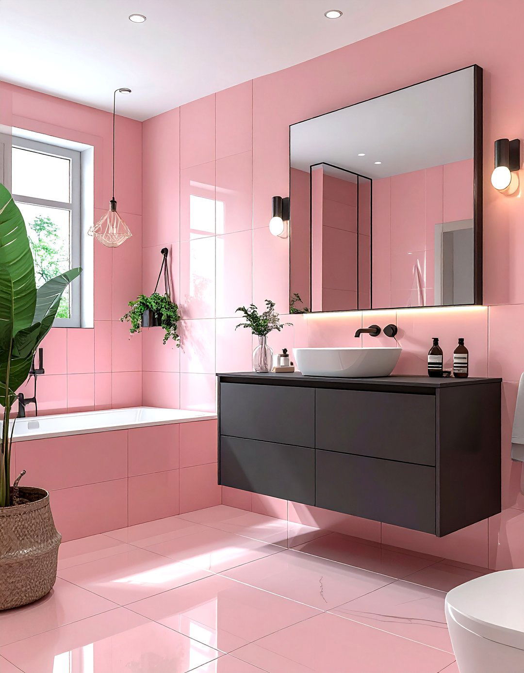 Charcoal And Blush Pink Bathroom - 30 charcoal bathroom color schemes