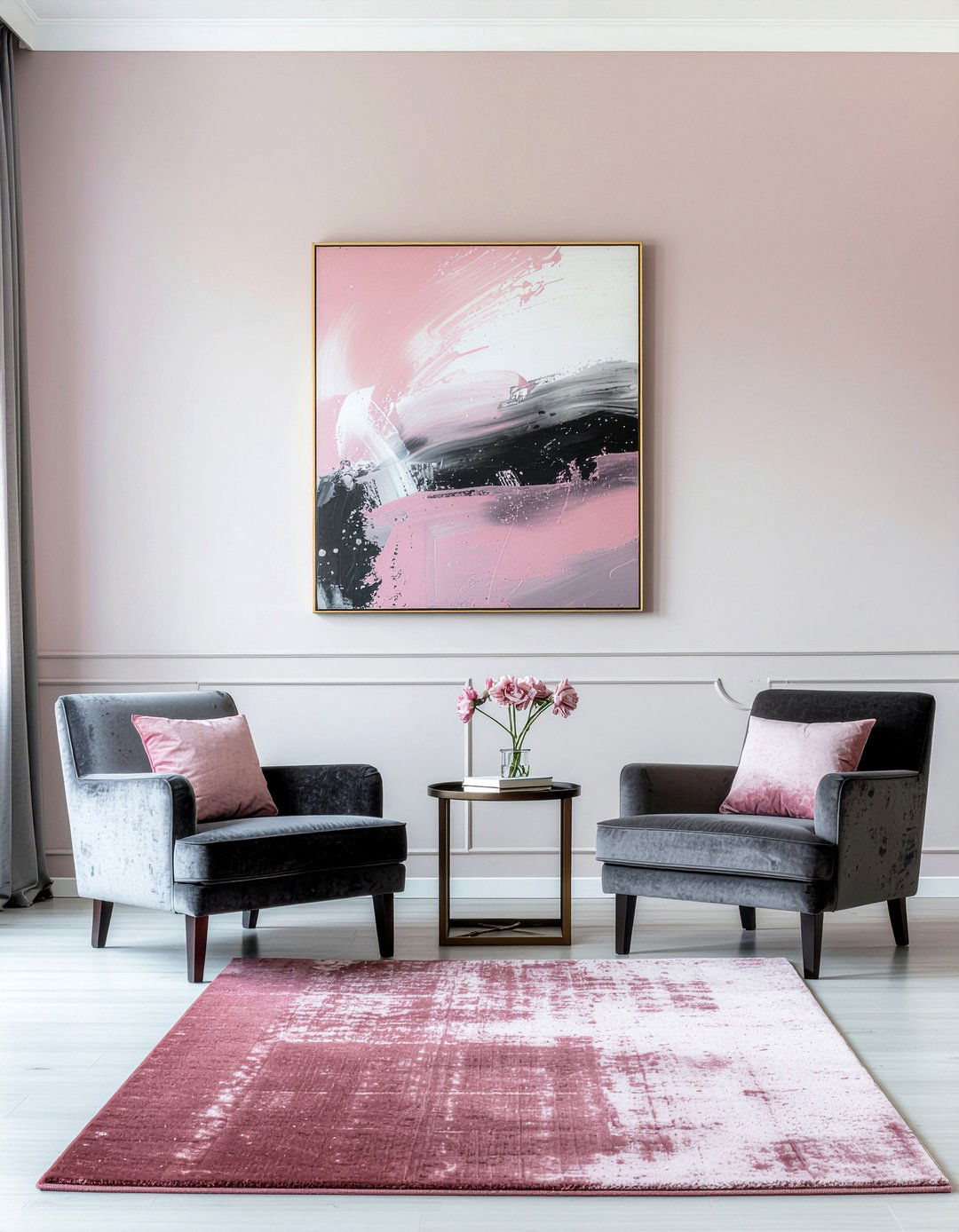 Charcoal And Blush Pink Palette - 30 charcoal living room ideas