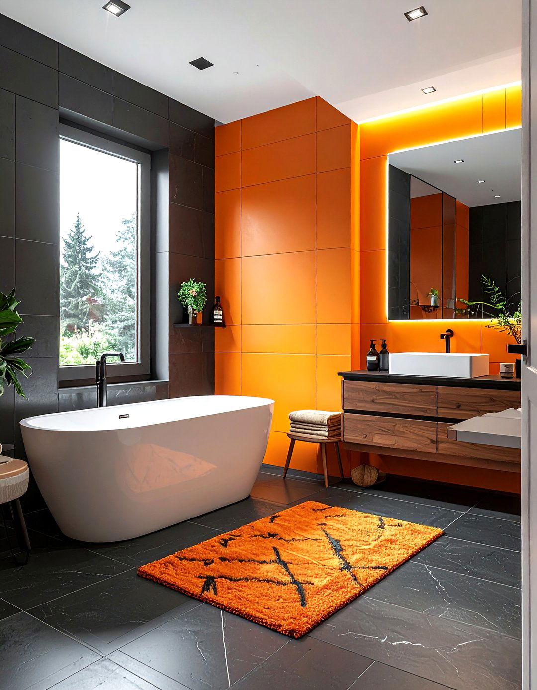 Charcoal And Burnt Orange Bathroom - 30 charcoal bathroom color schemes