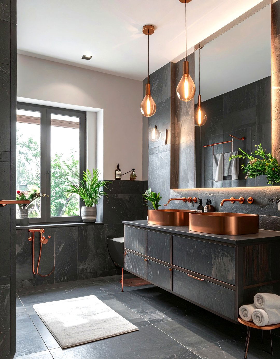 Charcoal And Copper Bathroom - 30 charcoal bathroom color schemes