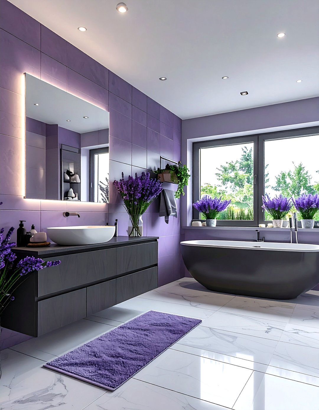 Charcoal And Lavender Bathroom - 30 charcoal bathroom color schemes