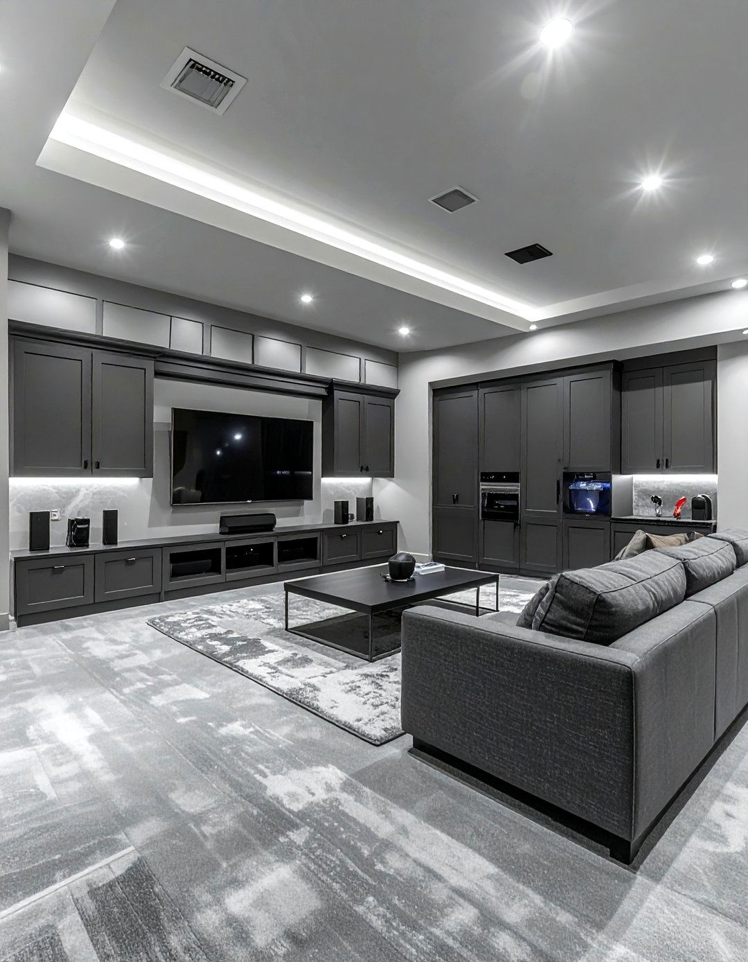 Charcoal And Light Gray Basement - 30 neutral color scheme ideas