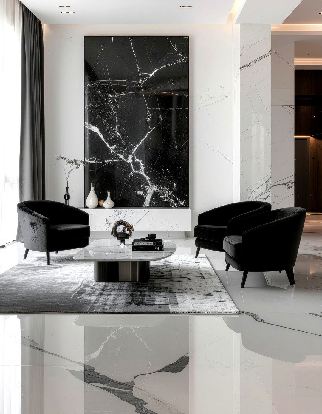 Charcoal And Marble Textures - 30 charcoal living room ideas
