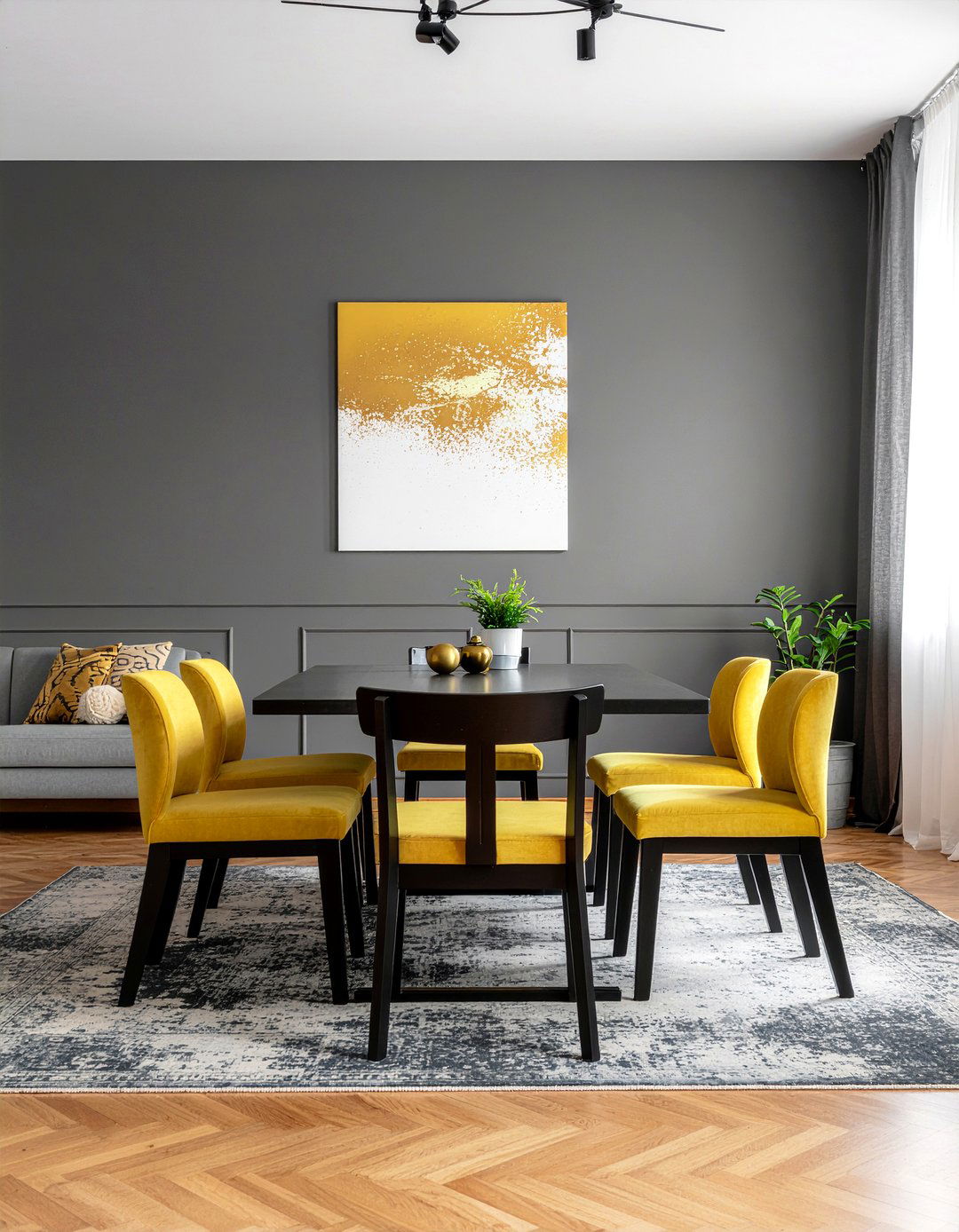 Charcoal And Mustard Dining Room - 30 charcoal dining room ideas