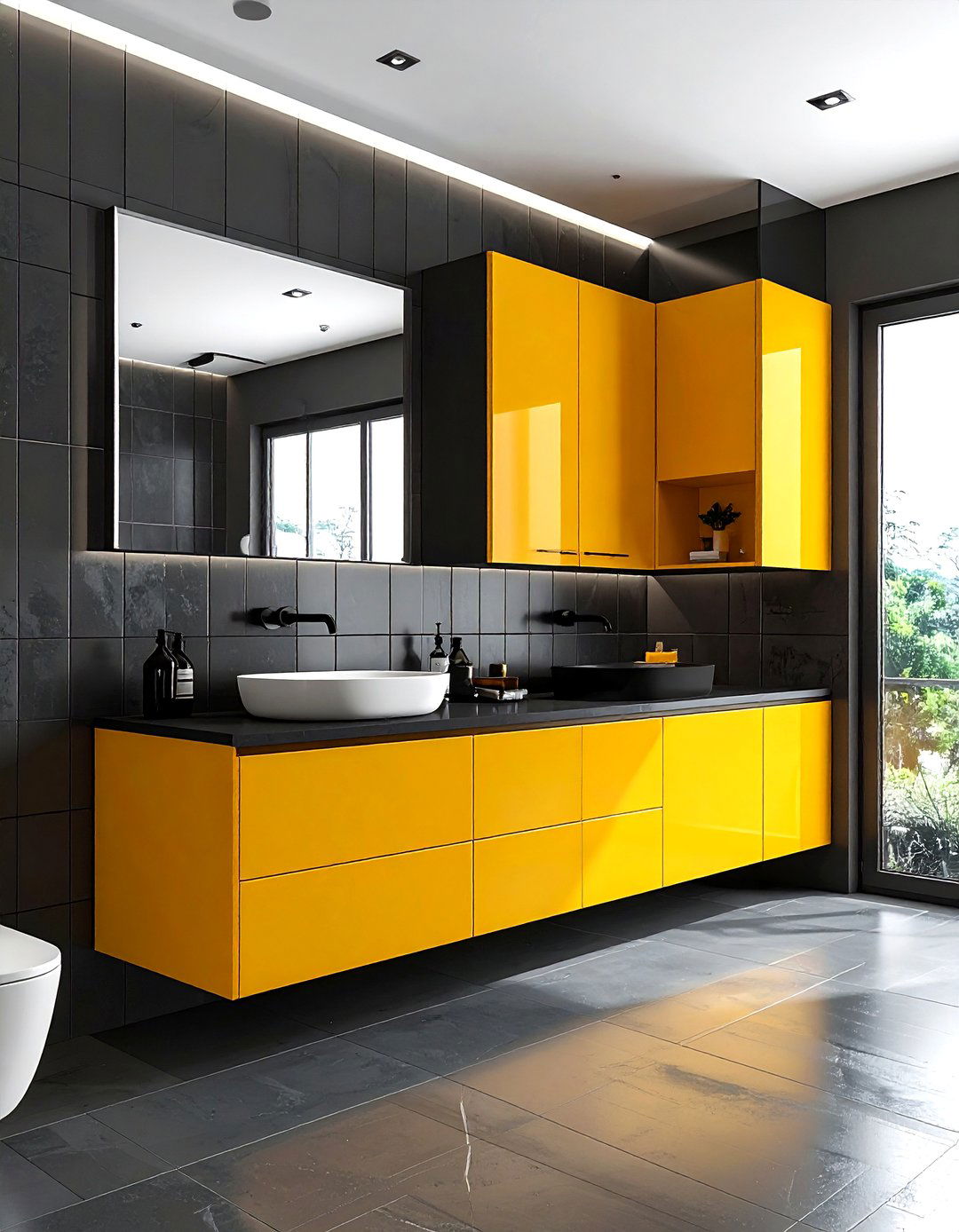 Charcoal And Mustard Yellow Bathroom - 30 charcoal bathroom color schemes