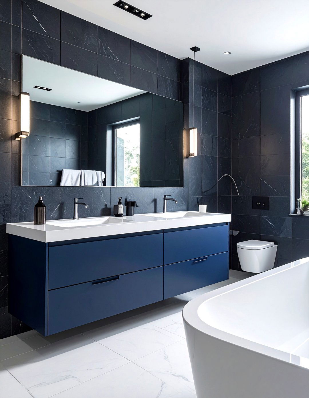 Charcoal And Navy Bathroom - 30 charcoal bathroom color schemes