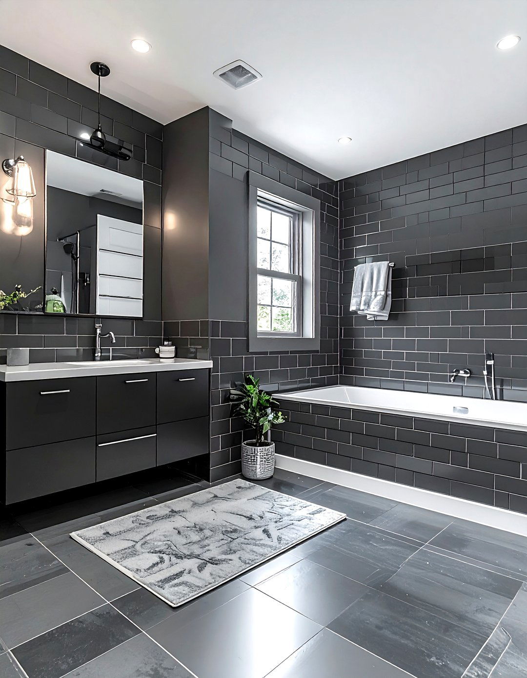 Charcoal And Subway Tile Bathroom - 30 charcoal bathroom color schemes