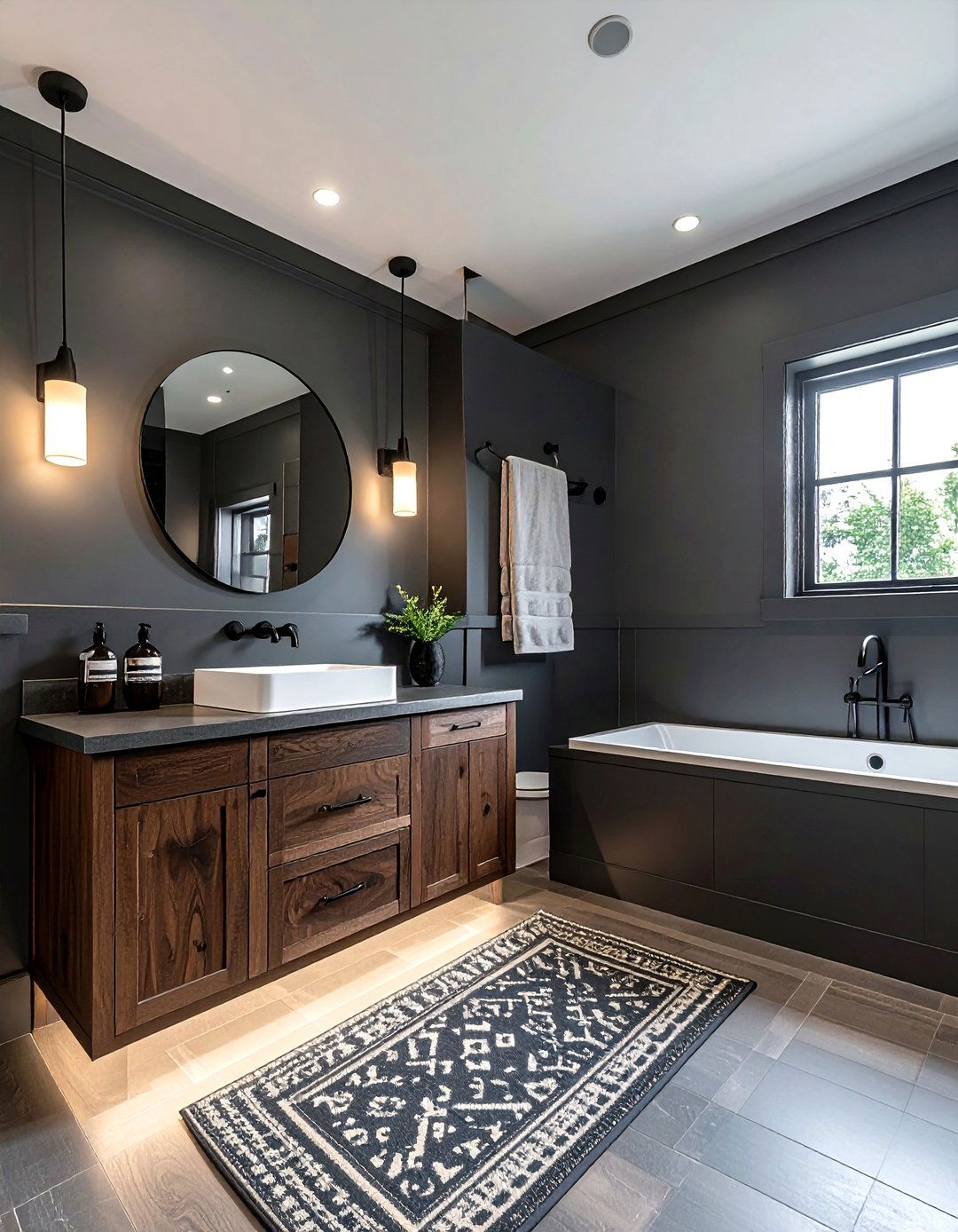 Charcoal And Walnut Bathroom - 30 charcoal bathroom color schemes