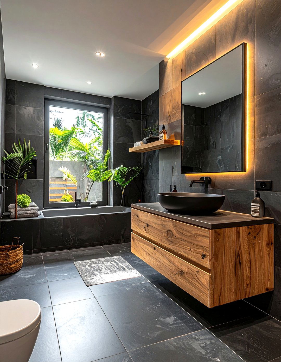 Charcoal And Wood Bathroom - 30 charcoal bathroom color schemes