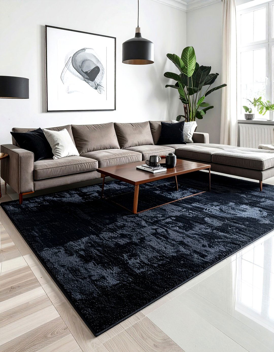 Charcoal Area Rug - 30 gray living room accessories ideas