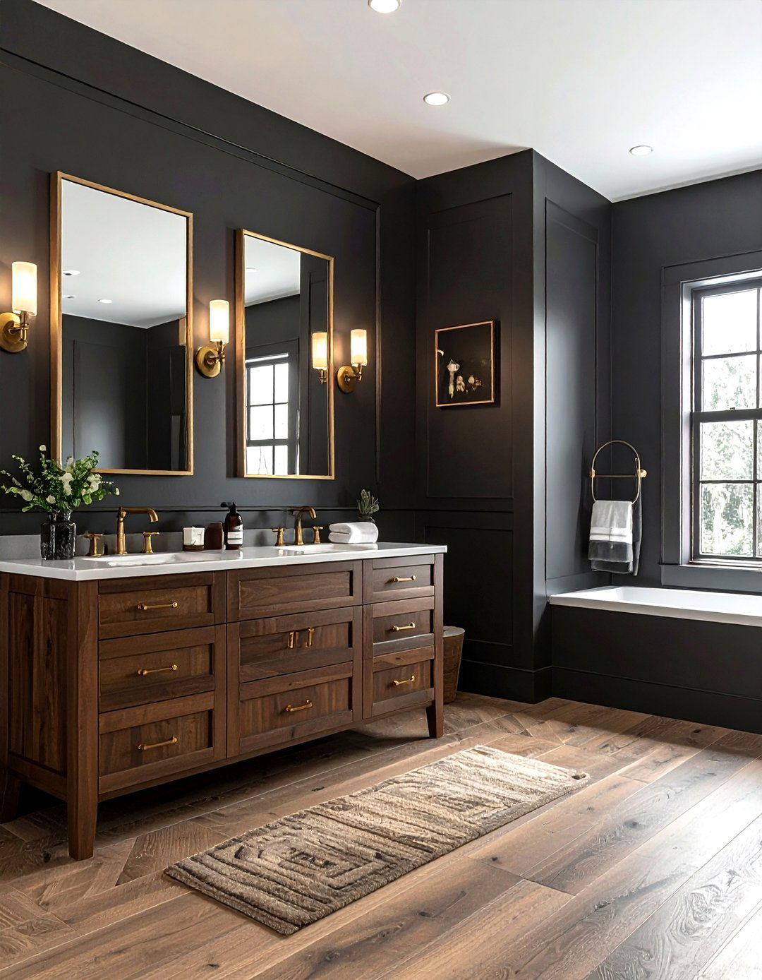 Charcoal Bathroom Brass Accents - 30 dark charcoal bathroom ideas