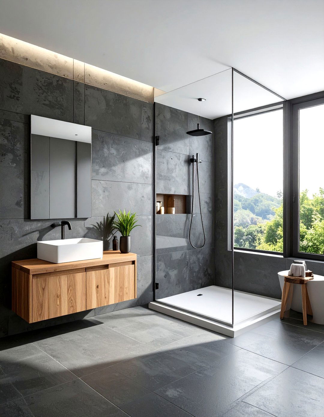 Charcoal Bathroom Concrete Walls - 30 dark charcoal bathroom ideas