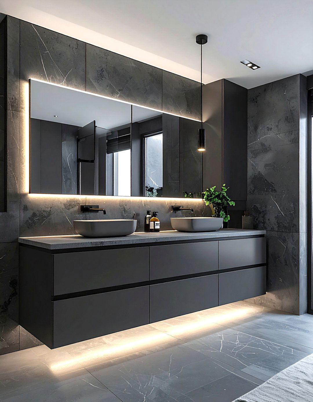 Charcoal Bathroom Floating Vanity - 30 dark charcoal bathroom ideas