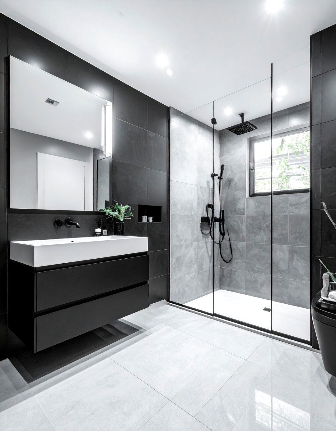 Charcoal Bathroom Matte Black Fixtures - 30 dark charcoal bathroom ideas