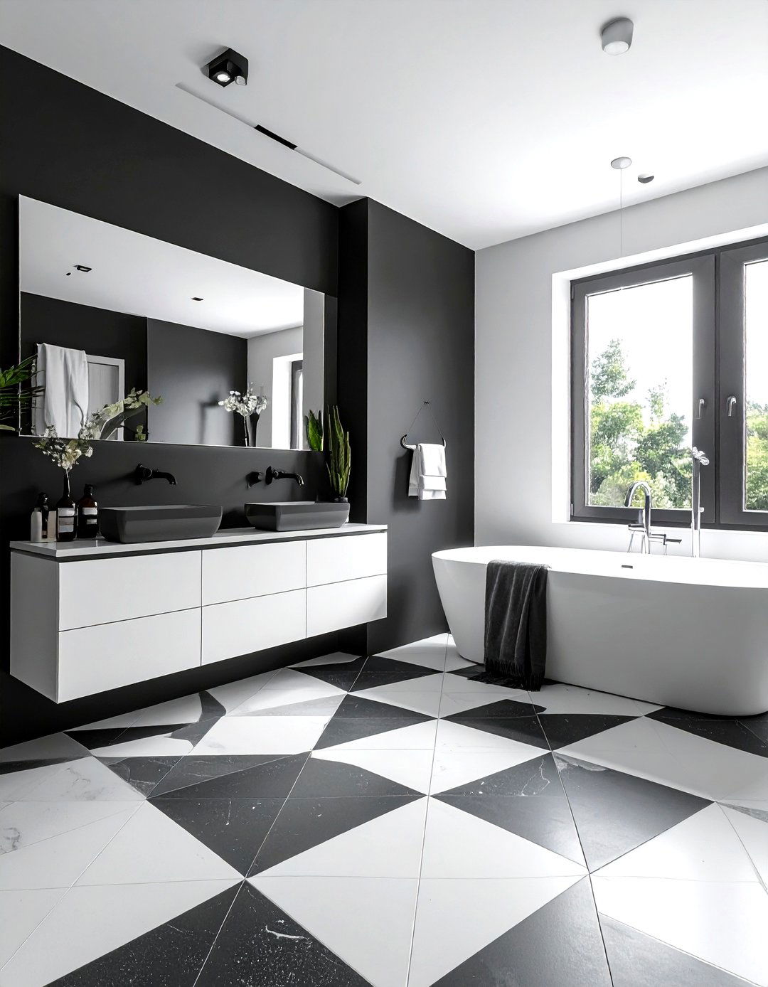 Charcoal Bathroom Patterned Floor - 30 dark charcoal bathroom ideas
