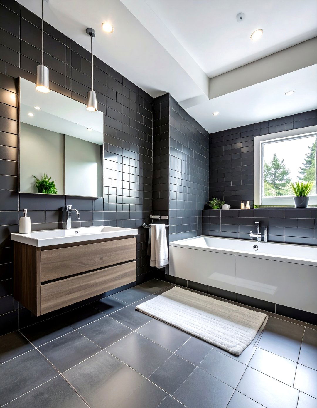 Charcoal Bathroom Subway Tile - 30 dark charcoal bathroom ideas