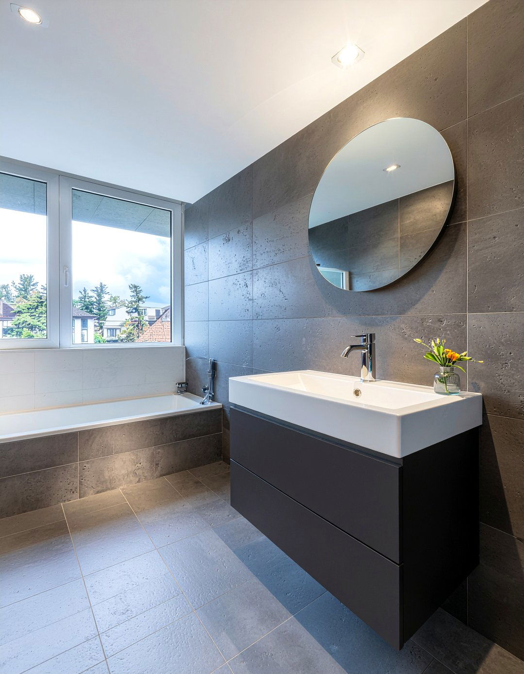 Charcoal Bathroom Tile - 30 large format tile bathroom ideas