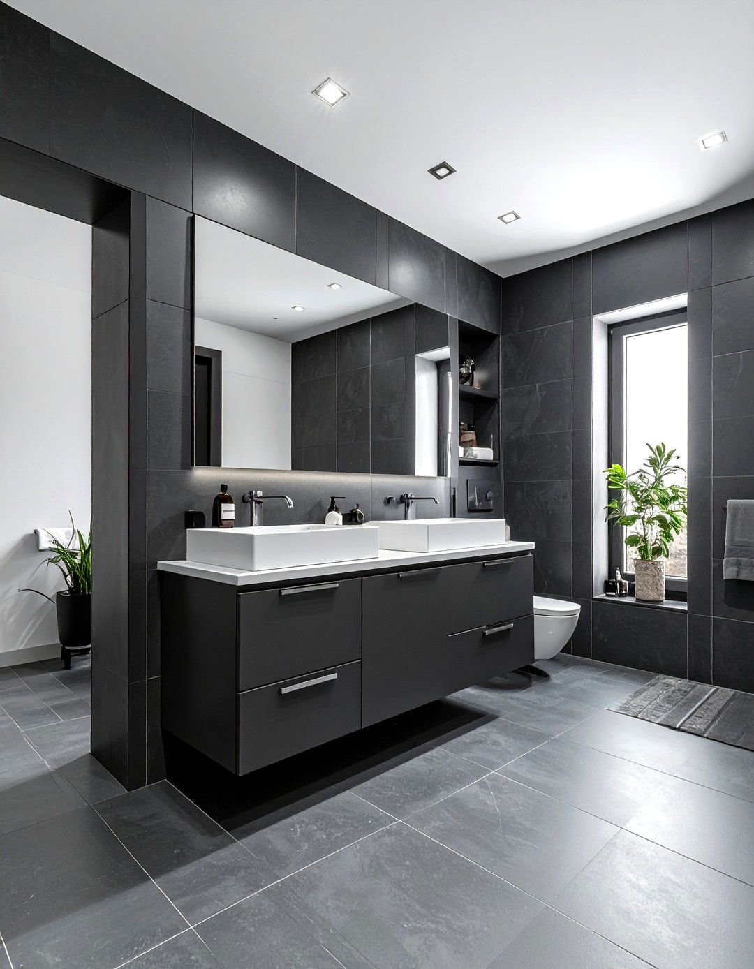 Charcoal Bathroom Vertical Tile - 30 dark charcoal bathroom ideas
