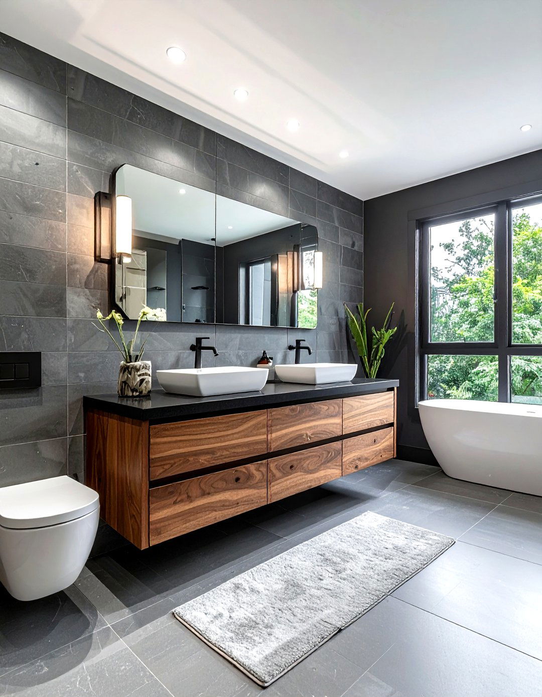 Charcoal Bathroom Wood Vanity - 30 dark charcoal bathroom ideas