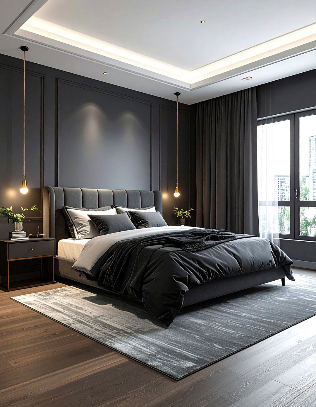 Charcoal Bedroom - 30 minimalist black bedroom ideas