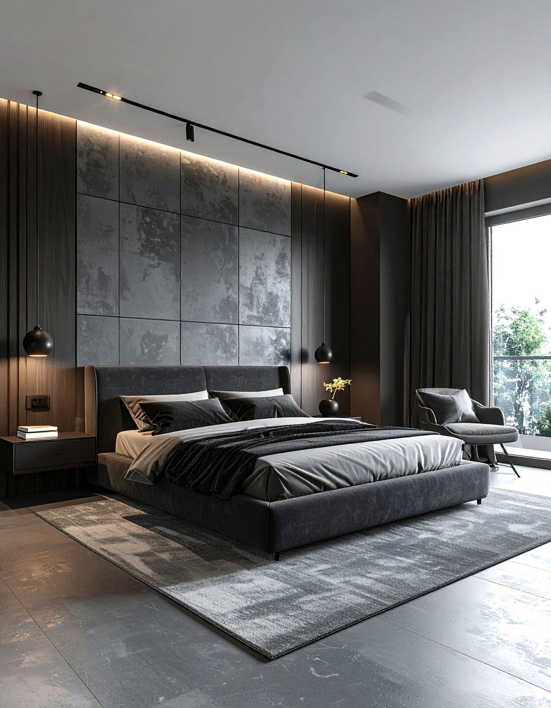 Charcoal Bedroom - 30 monochromatic bedroom ideas