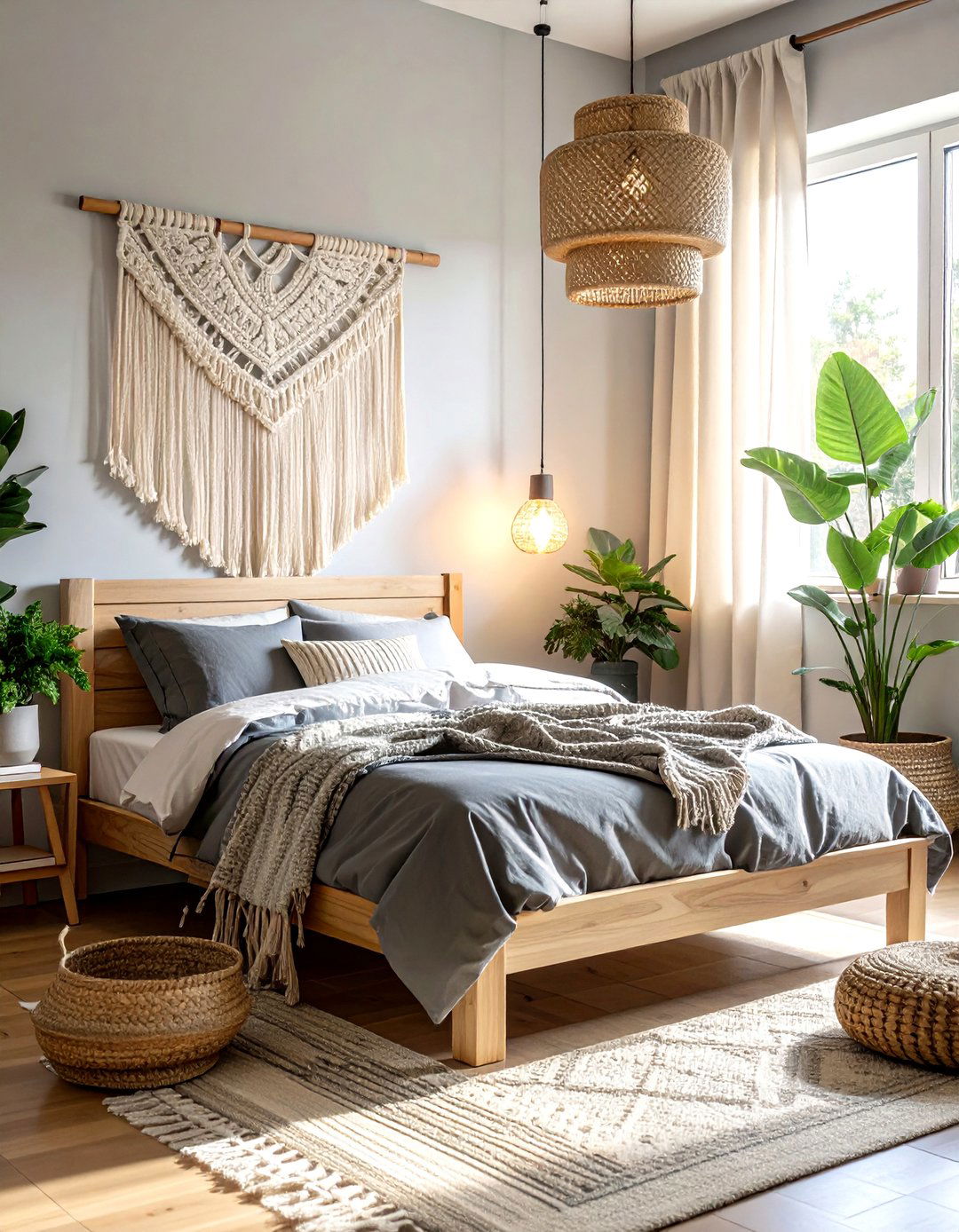 Charcoal Boho Bedroom - 30 bohemian grey bedroom ideas