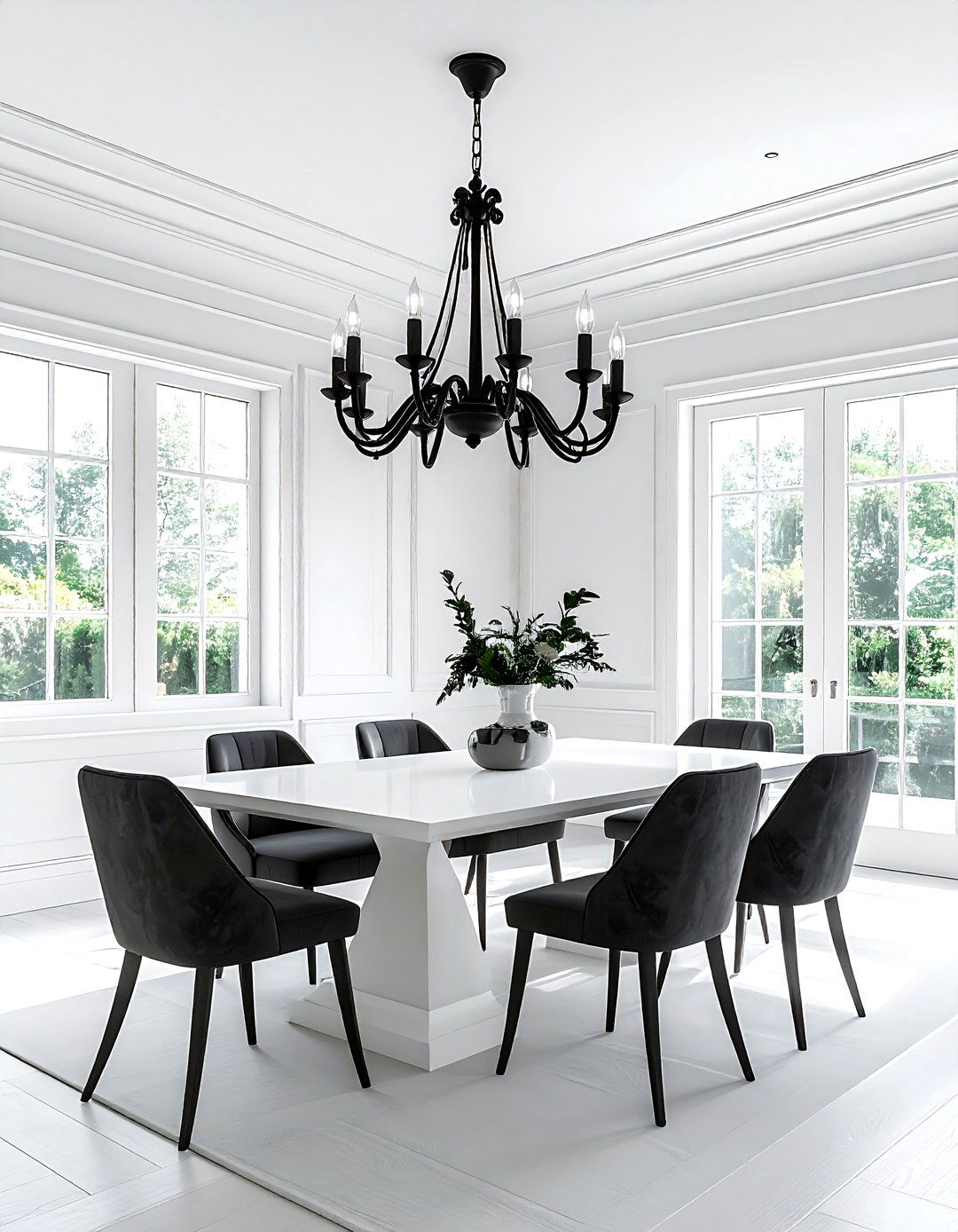 Charcoal Chandelier White Dining Room - 30 charcoal and white dining room ideas