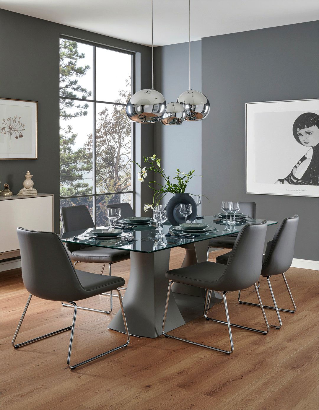 Charcoal Dining Room Silver Accents - 30 charcoal dining room ideas