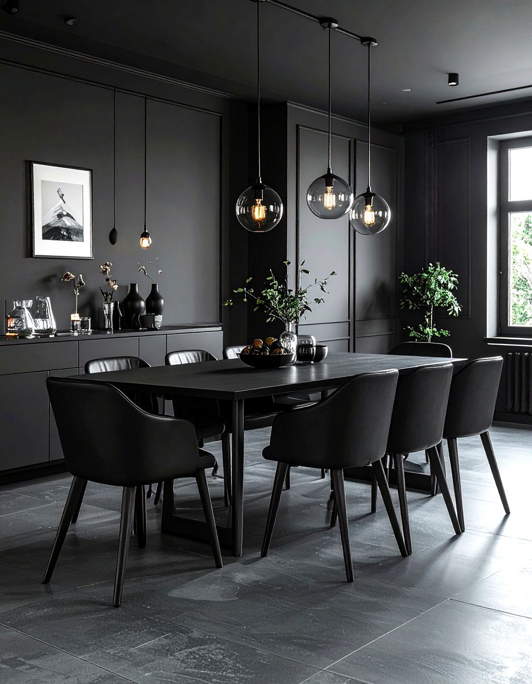 Charcoal Dining Room With Black Furniture - 30 dark charcoal dining room ideas