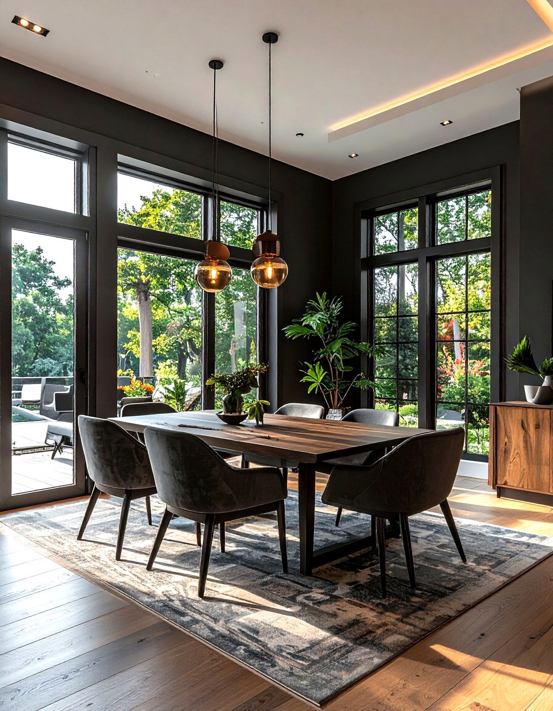 Charcoal Dining Room With Large Window - 30 dark charcoal dining room ideas