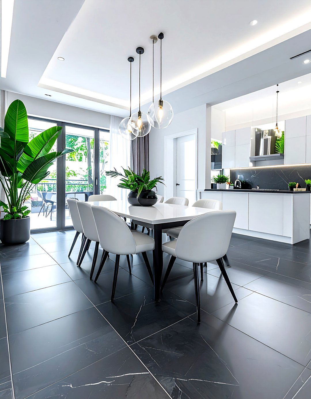 Charcoal Flooring White Dining Room - 30 charcoal and white dining room ideas