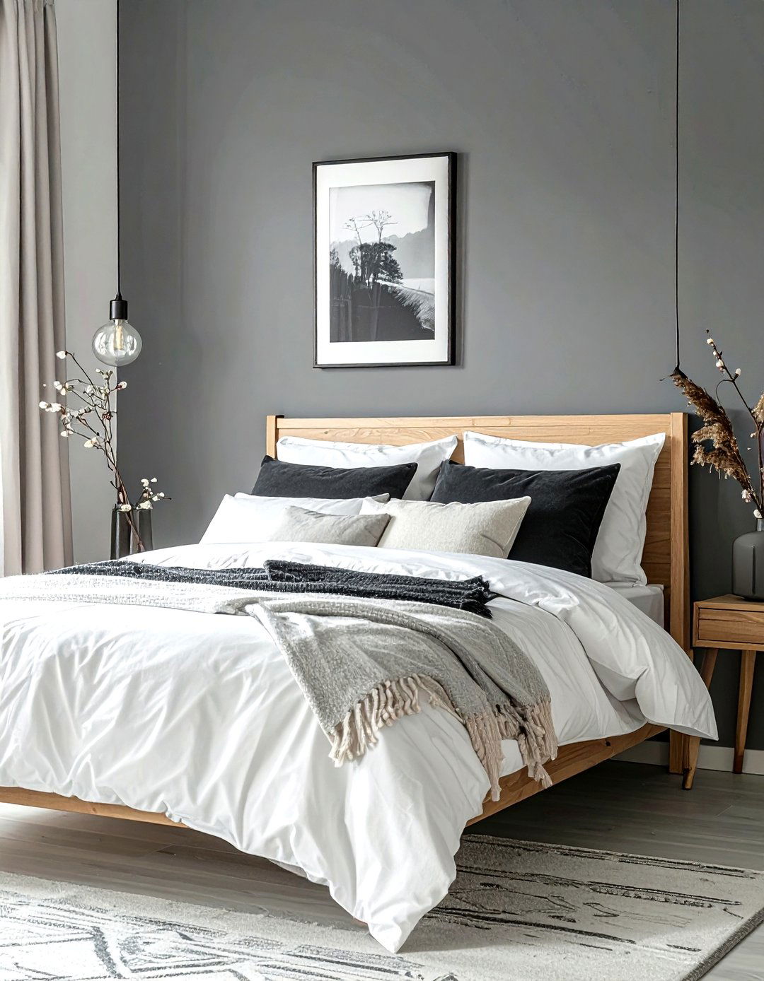 Charcoal Gray Accent Wall - 30 contemporary gray bedroom ideas