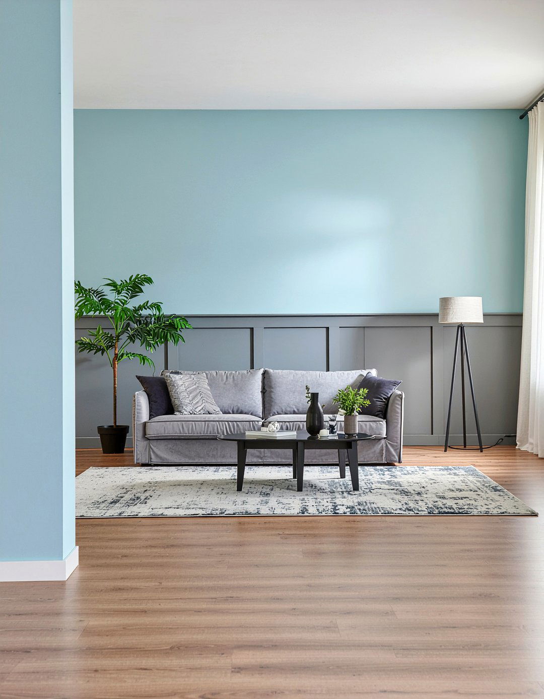 Charcoal Gray And Light Blue Living Room Wall - 30 living room two tone walls
