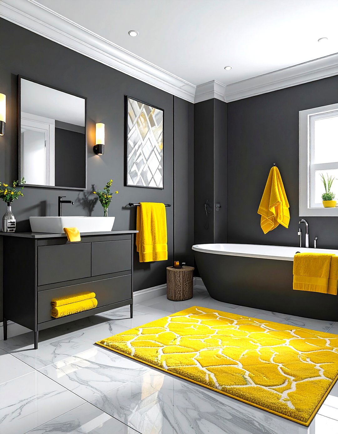 Charcoal Gray Bathroom With Yellow - 30 gray yellow bathroom ideas