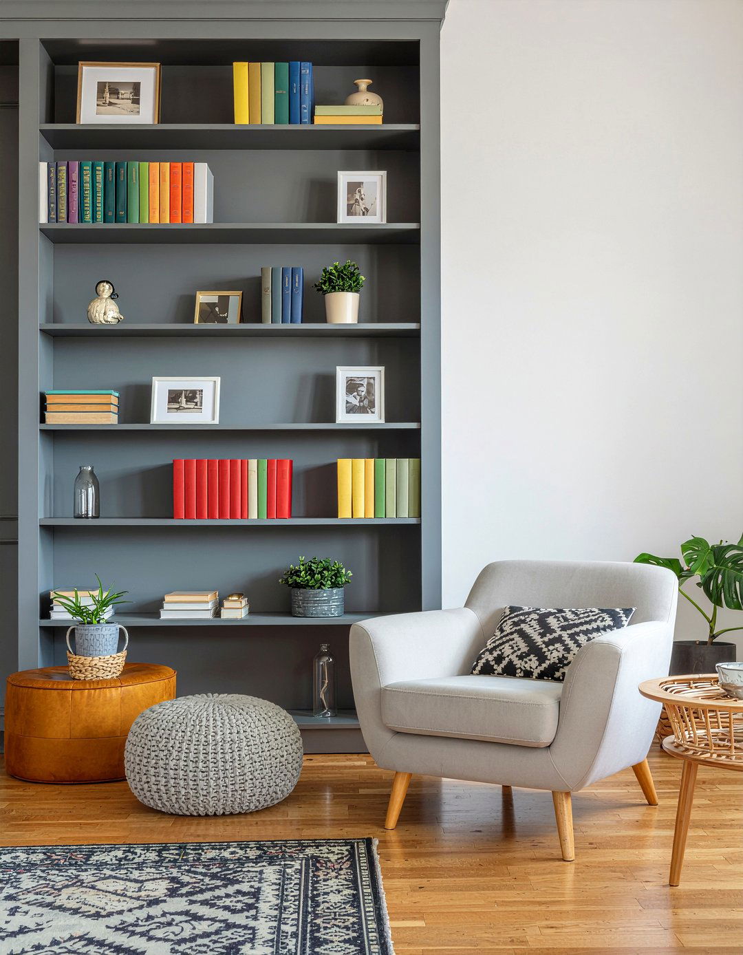 Charcoal Gray Bookcase - 30 bedroom gray furniture ideas