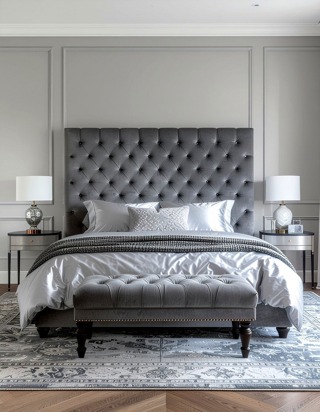 Charcoal Gray Headboard - 30 cool gray bedroom ideas