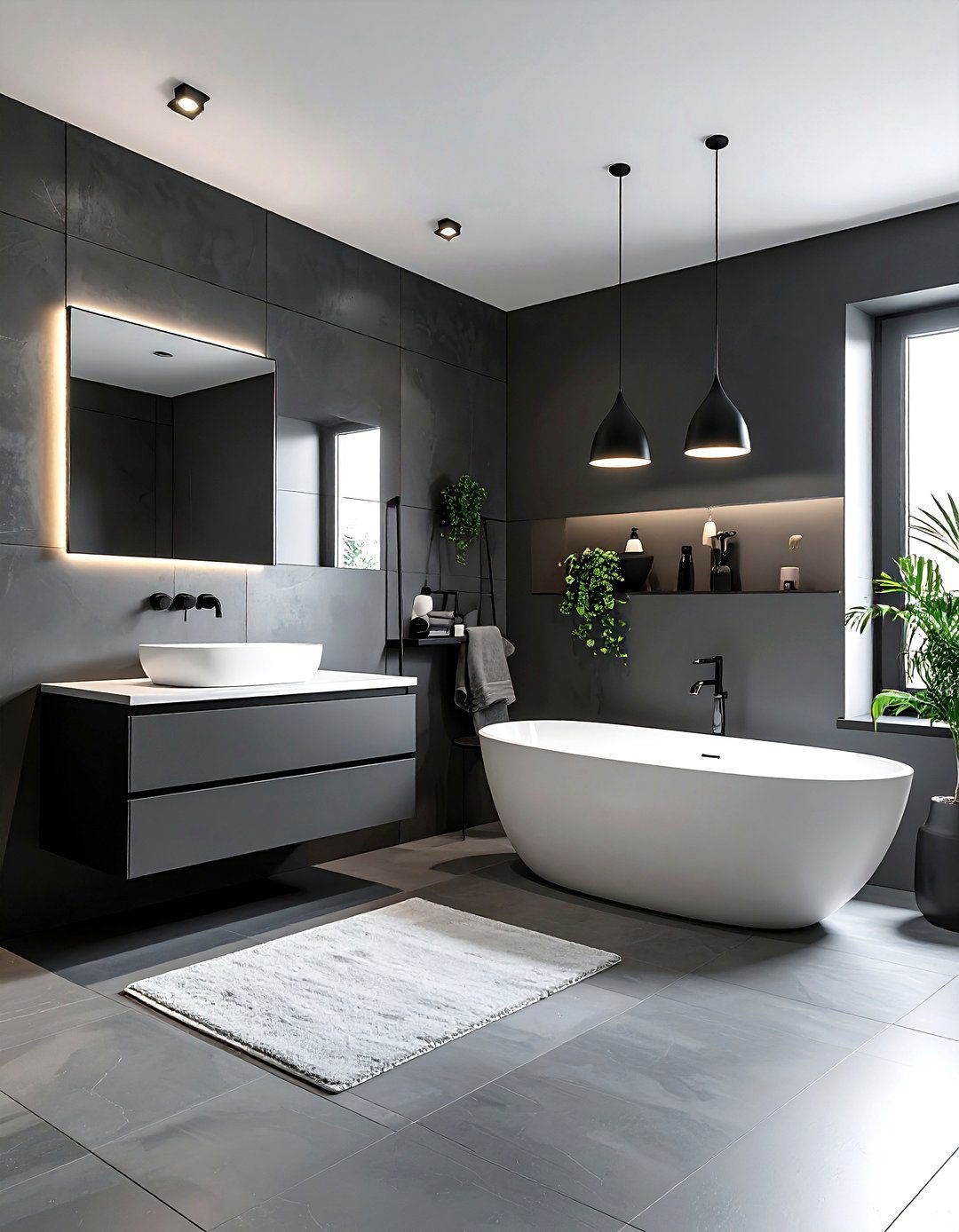 Charcoal Gray Modern Bathroom - 30 gray bathroom design ideas