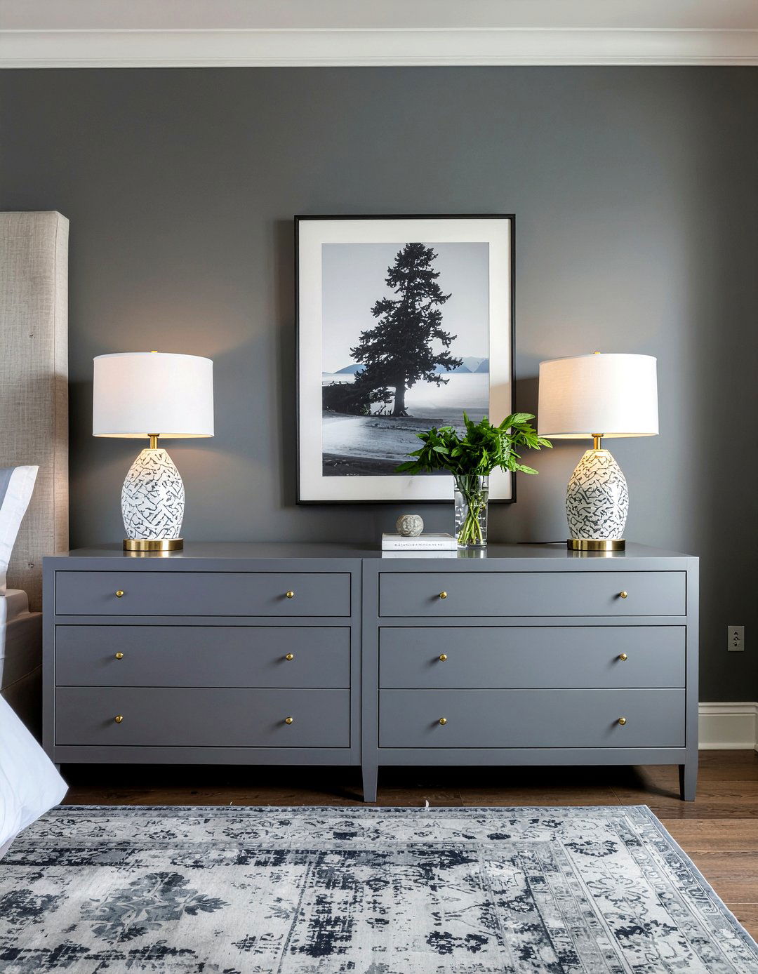 Charcoal Gray Nightstand Set - 30 bedroom gray furniture ideas